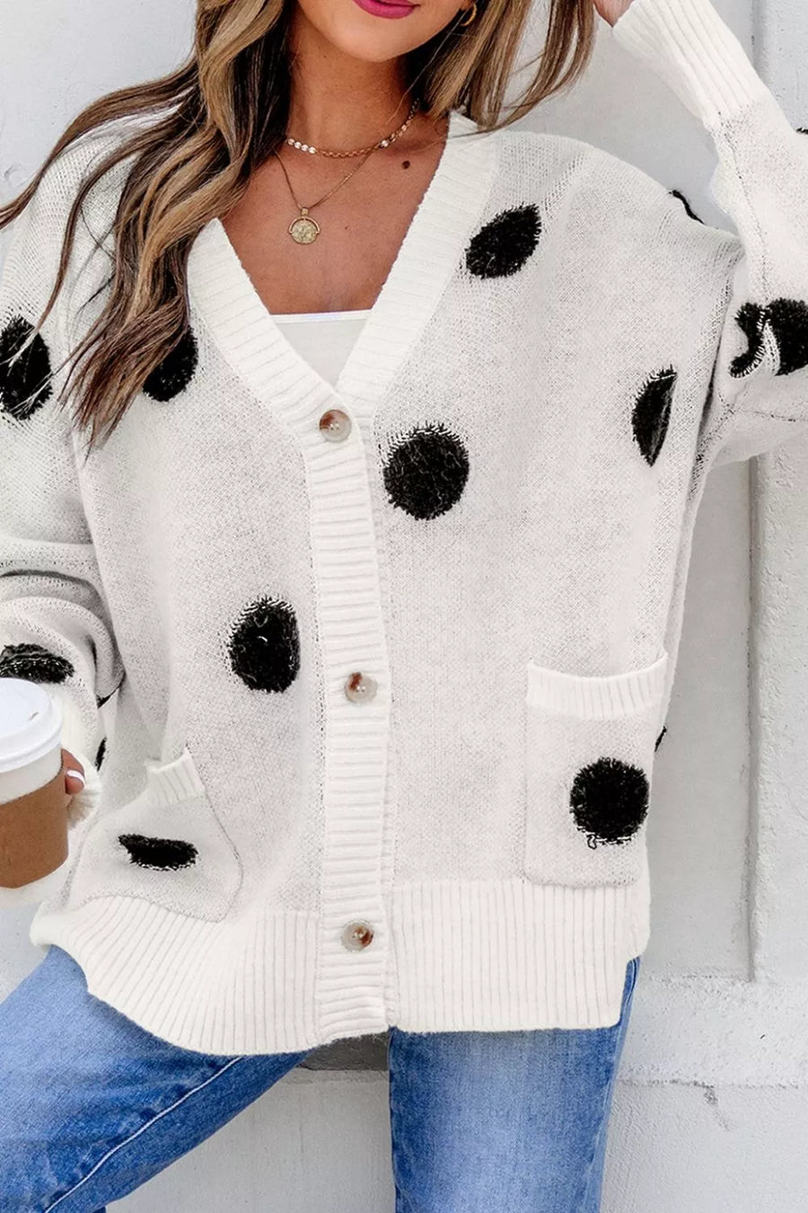 Polka Dot Button Up Cardigan option 8