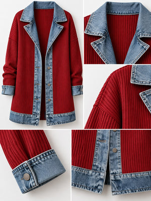 light blue cardigan with ribbed and long sleeve