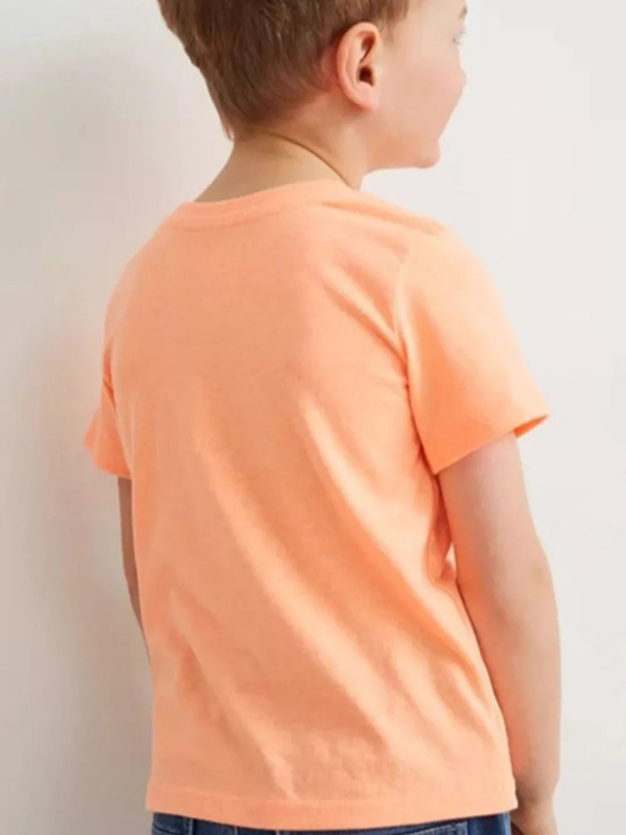 Toddler crew neck cotton t-shirt with crocodile surf adventure print
