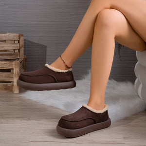 Coffee Brown ankle boots with ankle-length and slip-on