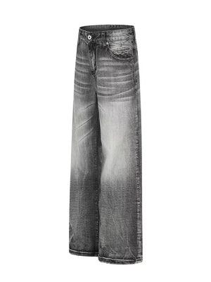 Men's Vintage Wash Wide Leg Jeans Plus Size in Black