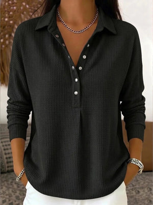 100% polyester Care instructions: Machine wash cold blouse in Black with relaxed silhouette