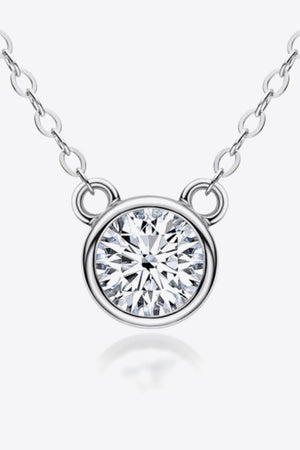 Silver solitaire moissanite bezel necklace with delicate chain