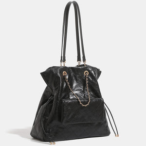 PU Leather Imported Size &amp backpack in Black with boxy silhouette
