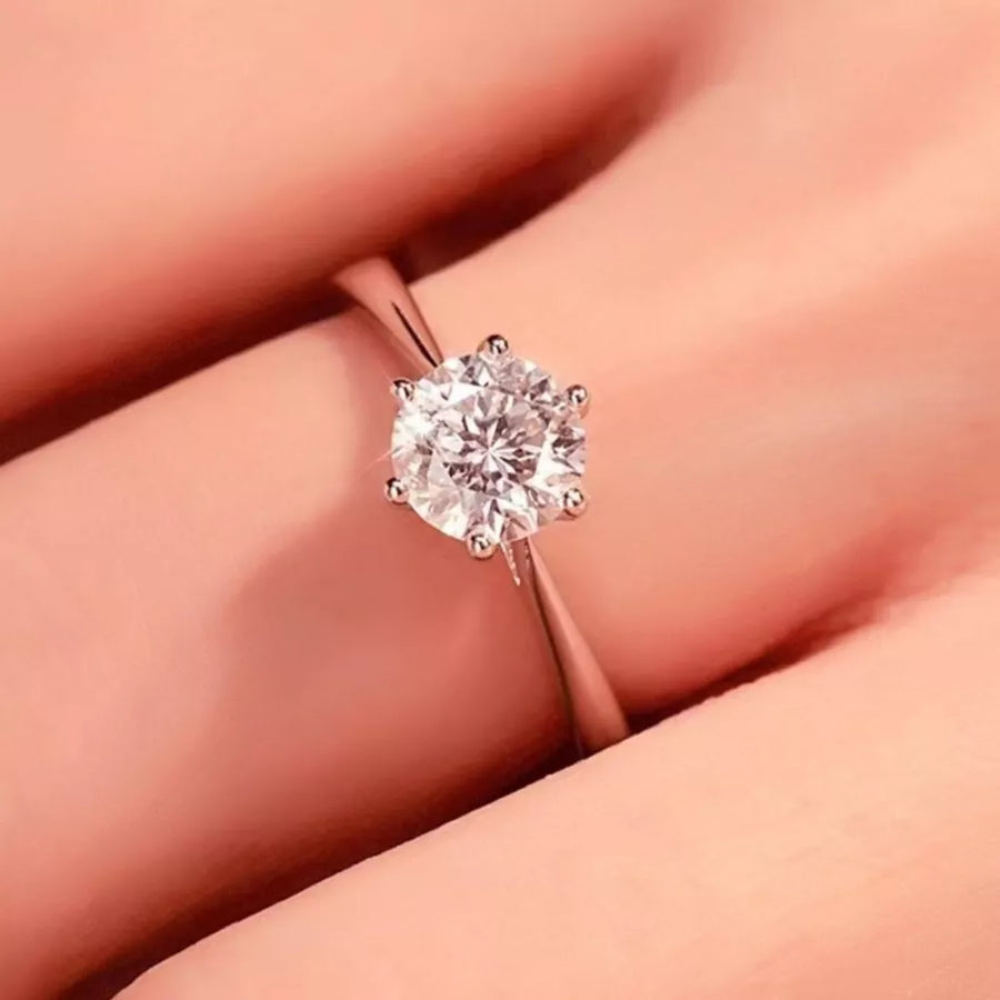 5 Carat 925 Sterling Silver Moissanite Ring in silver with adjustable
