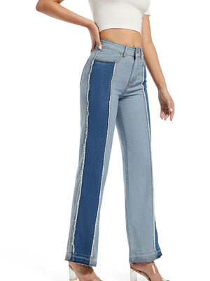 jeans in Blue with color-block and buttoned