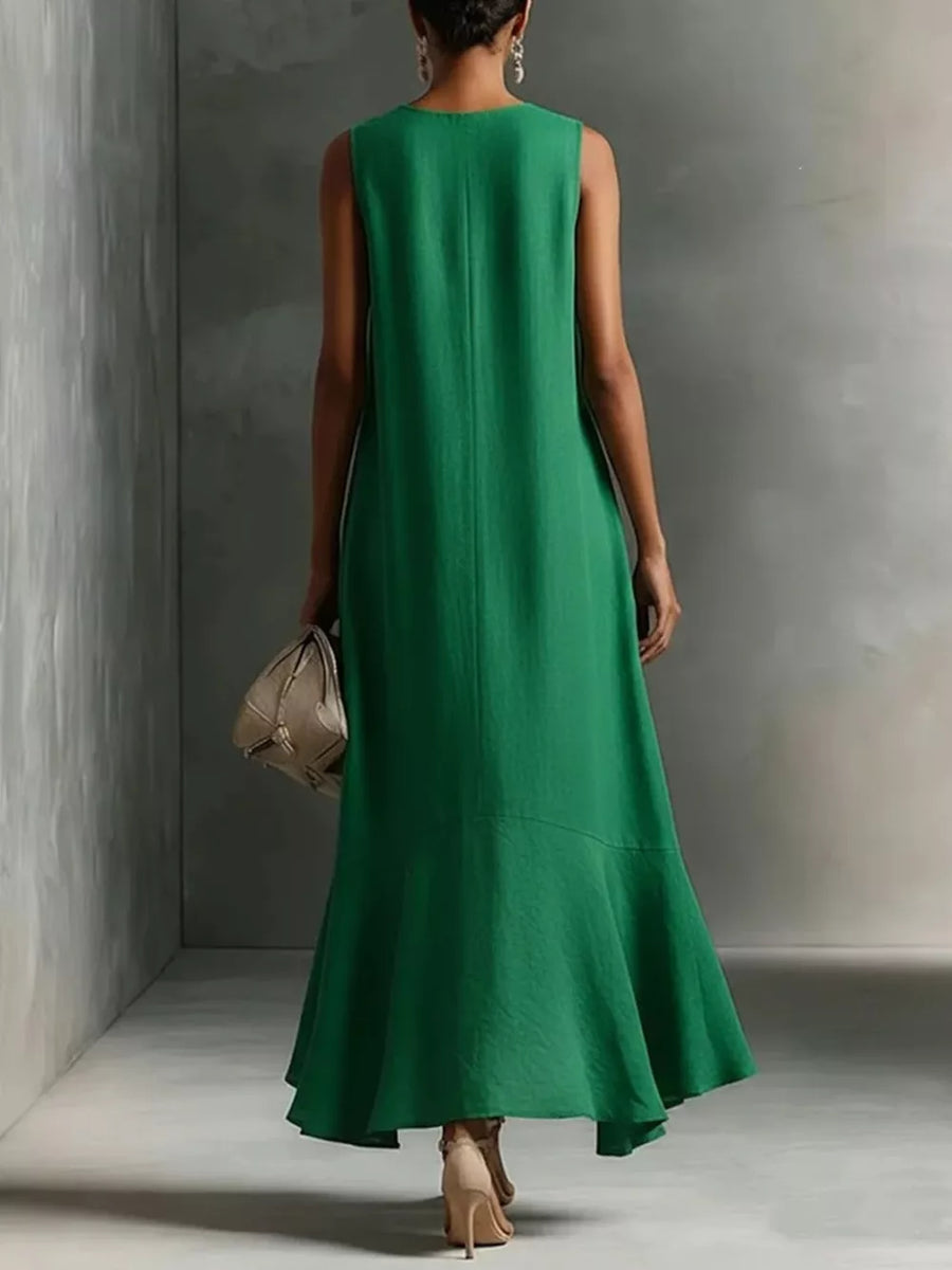Green midi dress with midi and pullover