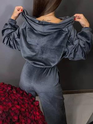 Zip Up Cropped Outerwear And Pants Set in Apricot, view 12