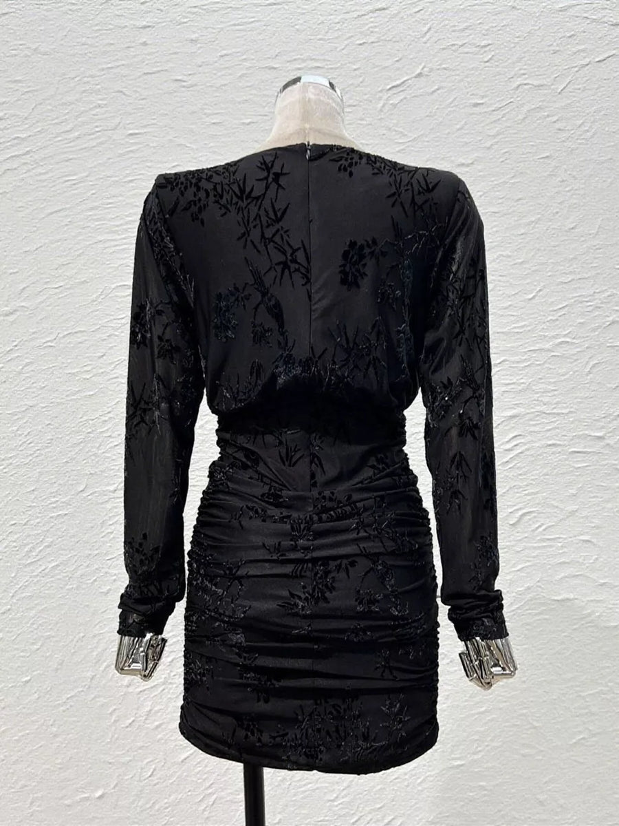 Ruched Long Sleeve Mini Dress option 7