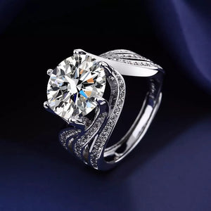 Dazzling moissanite silver ring with certificate, 3 carat brilliant cut stone, 925 sterling band.