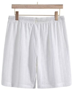 Black Men's Textured Drawstring Shorts
