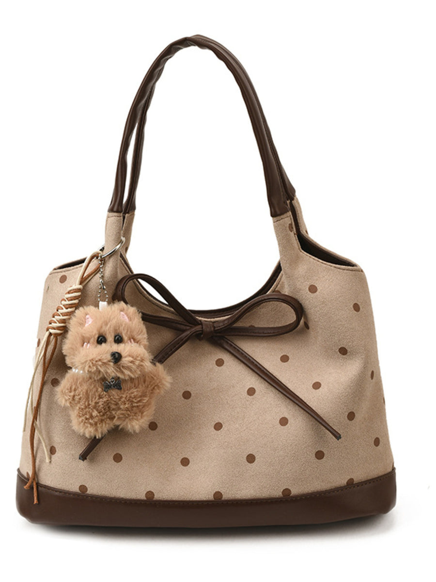 handbag featuring polka dot in Tan with Suede Imported Size &amp texture