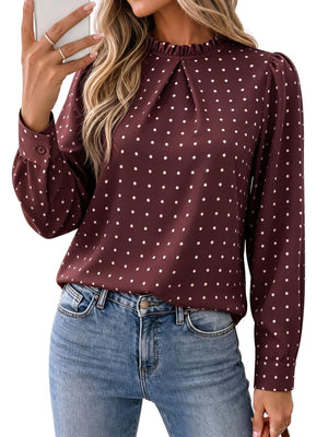 blouse in Black with button cuffs and hip-length