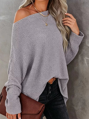 One-shoulder Waffle Knit Top option 8
