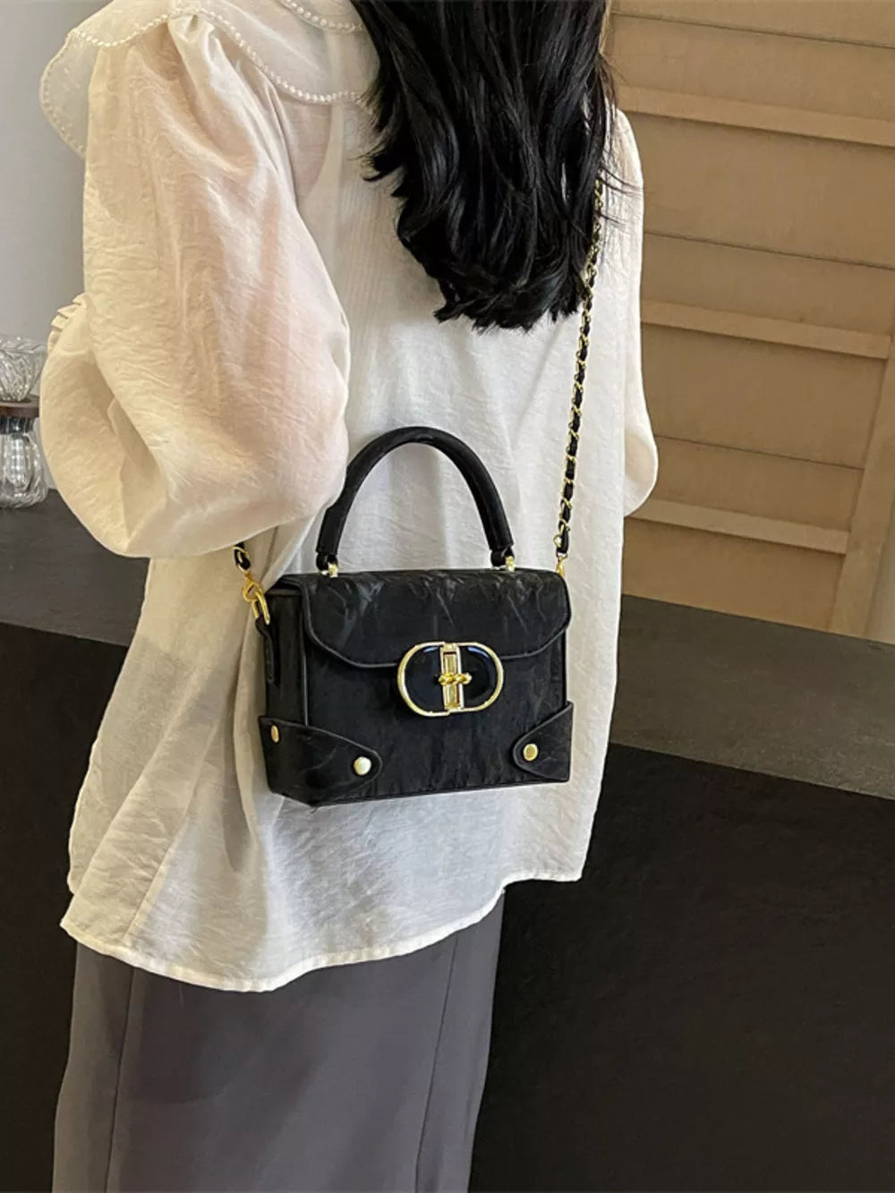Black Top Handle Crossbody Bag