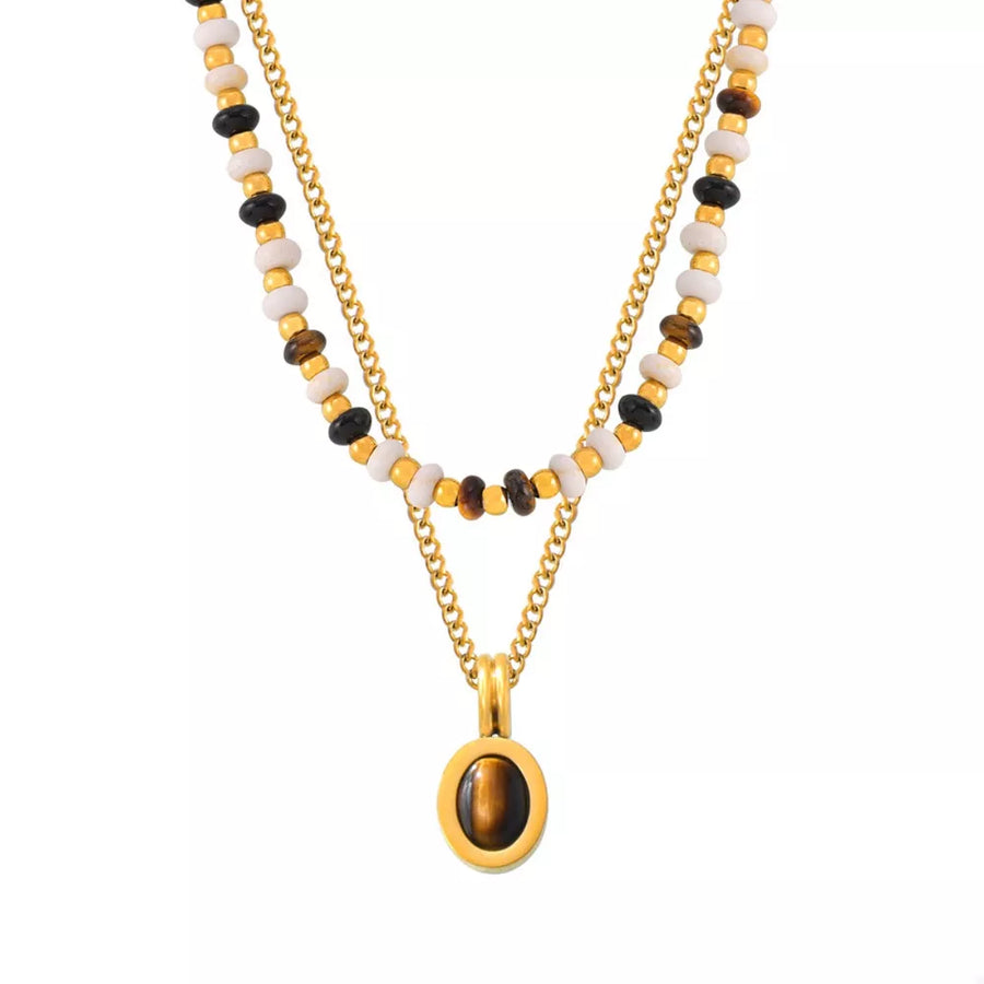 gold necklace with clasp and beaded