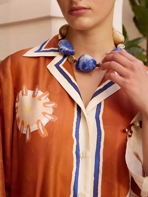 terracotta shirt dress with midi and button-front