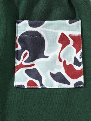 Dark green baby polo with camouflage pocket detail