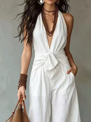 bohemian jumpsuit in Black with halter