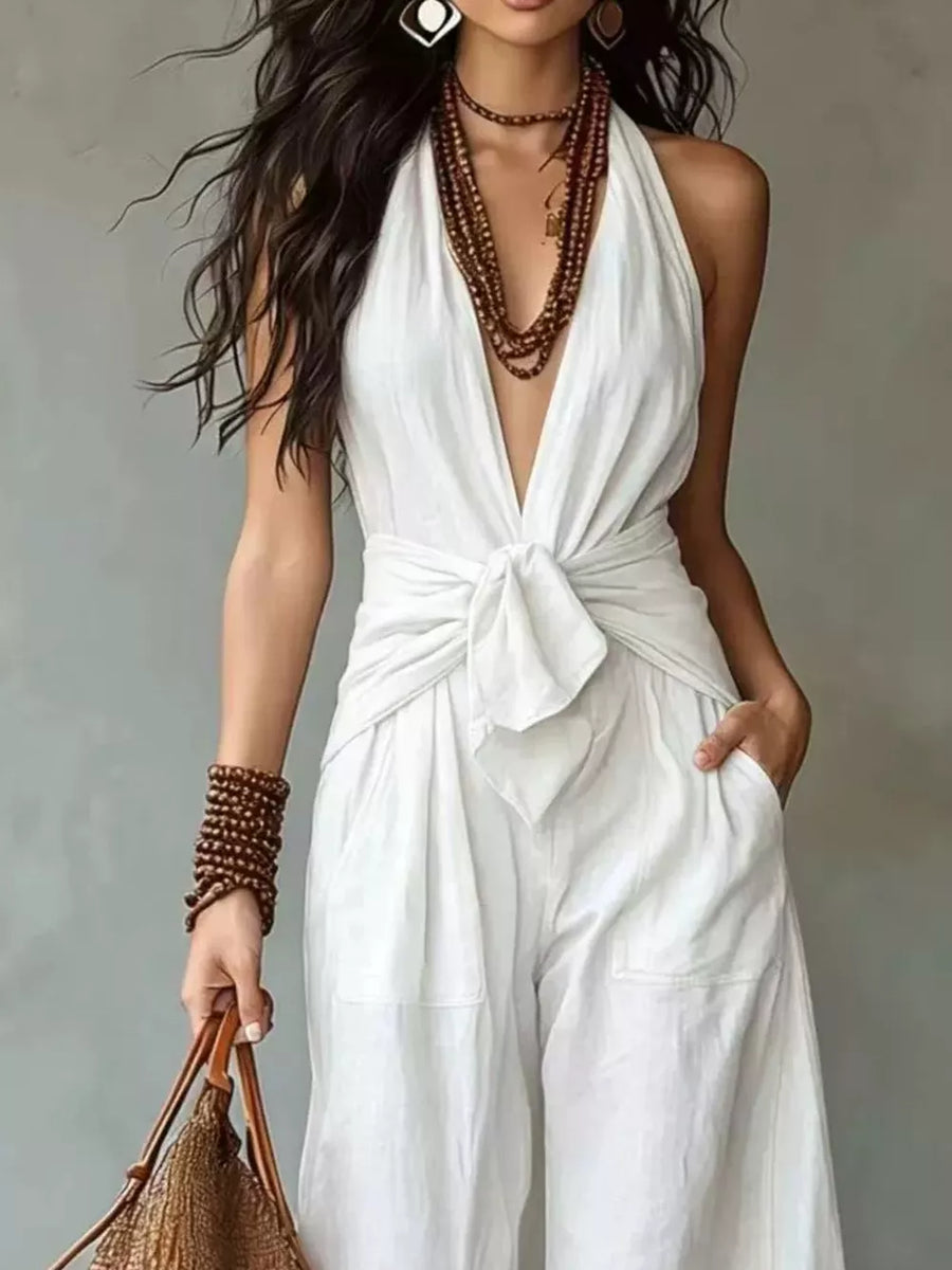 bohemian jumpsuit in Black with halter