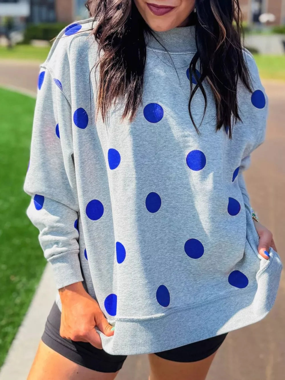 50% viscose, 50% polyester Care instructions: Machine wash cold sweatshirt in Gray with oversized silhouette