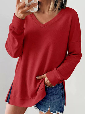 black t-shirt with pullover and waffle knit