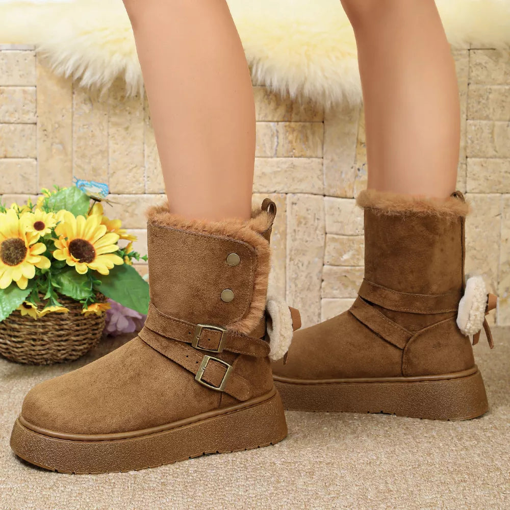 boots in camel featuring platform sole and chunky fit