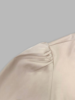 Champagne Color fitted midi dress with round neck