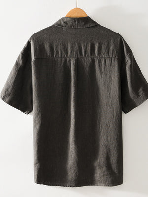 100% linen Care instructions: Machine wash cold button-down shirt in Khaki with relaxed silhouette