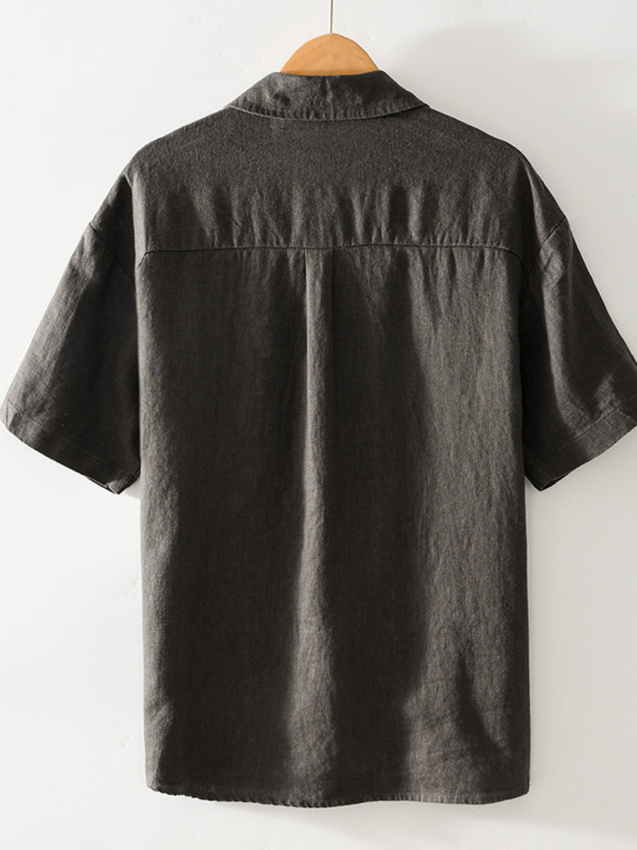 100% linen Care instructions: Machine wash cold button-down shirt in Khaki with relaxed silhouette