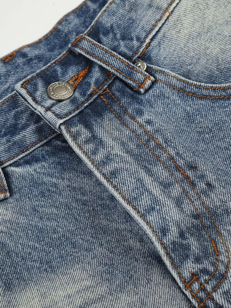 Men's Vintage Wash Wide Leg Denim Capris option 5