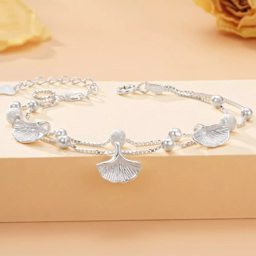 bracelet in silver with botanical and double layer