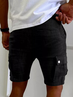 Men's Full Size Drawstring Casual Cargo Shorts in Light Gray, view 12