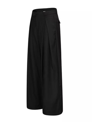 wide-leg pants in khaki with adjustable and full-length