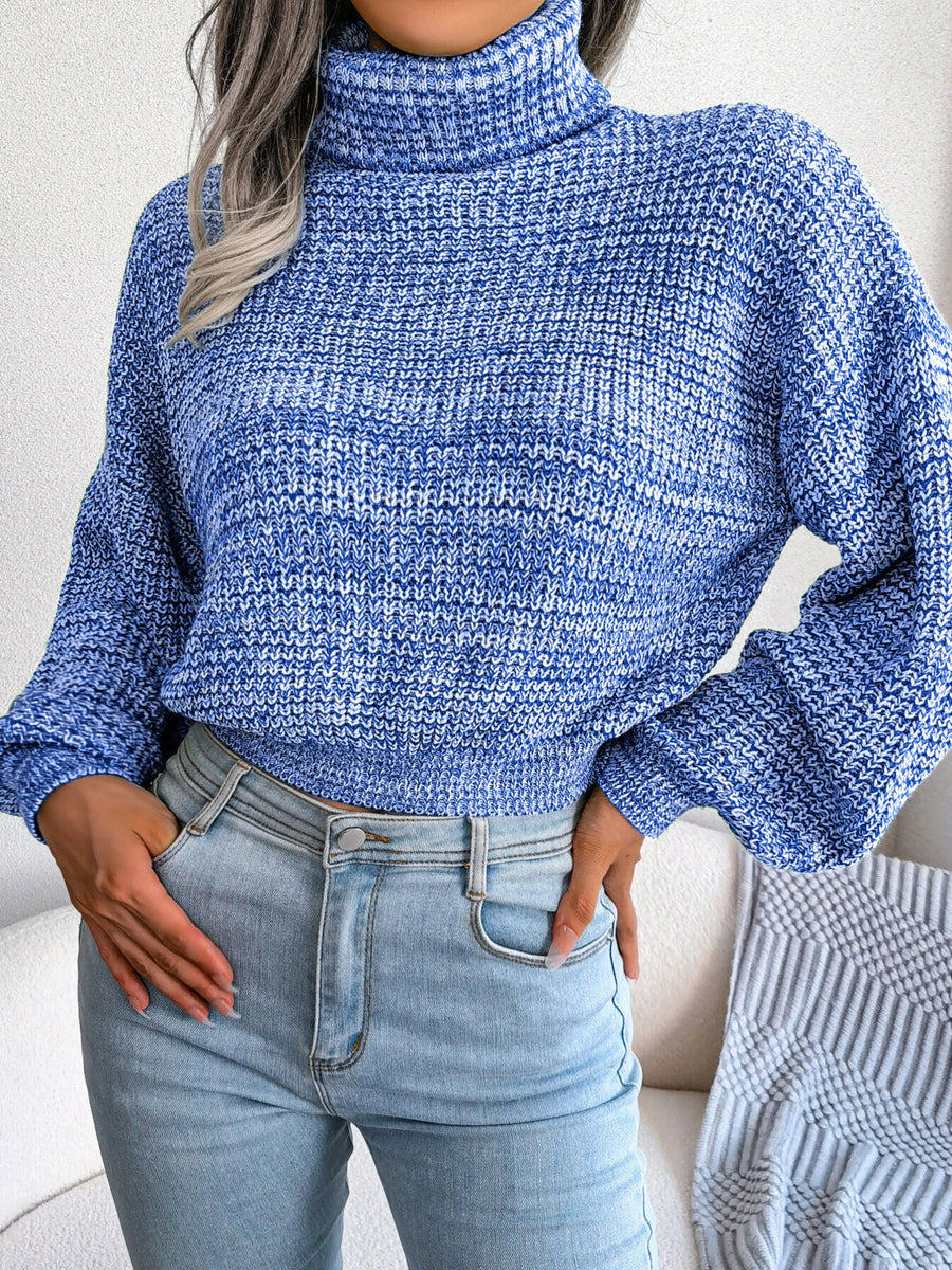 turtleneck sweater in emerald green with turtleneck and long sleeve