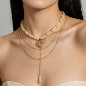 Gold 18k Gold-plated Layered Heart Pendant Necklace