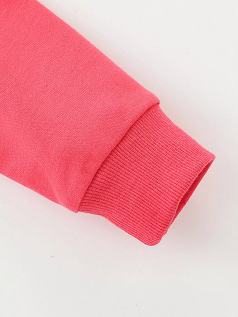 Kids' red crew-neck sweatshirt sleeve with ribbed cuff detail