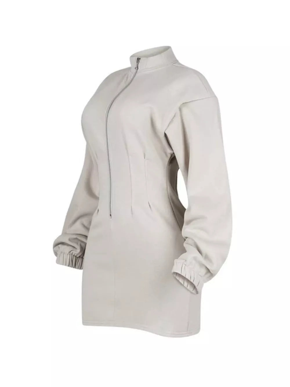 Casual Zip-up Long Sleeve Mini Dress option 9