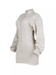 Casual Zip-up Long Sleeve Mini Dress option 9