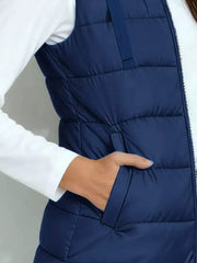 casual puffer vest in Tan with hooded