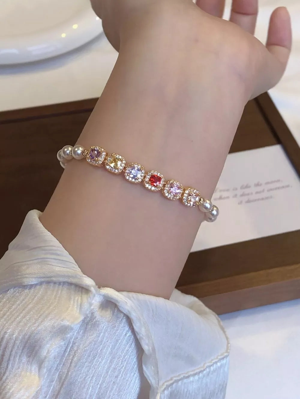 cream bracelet featuring adjustable and geometric