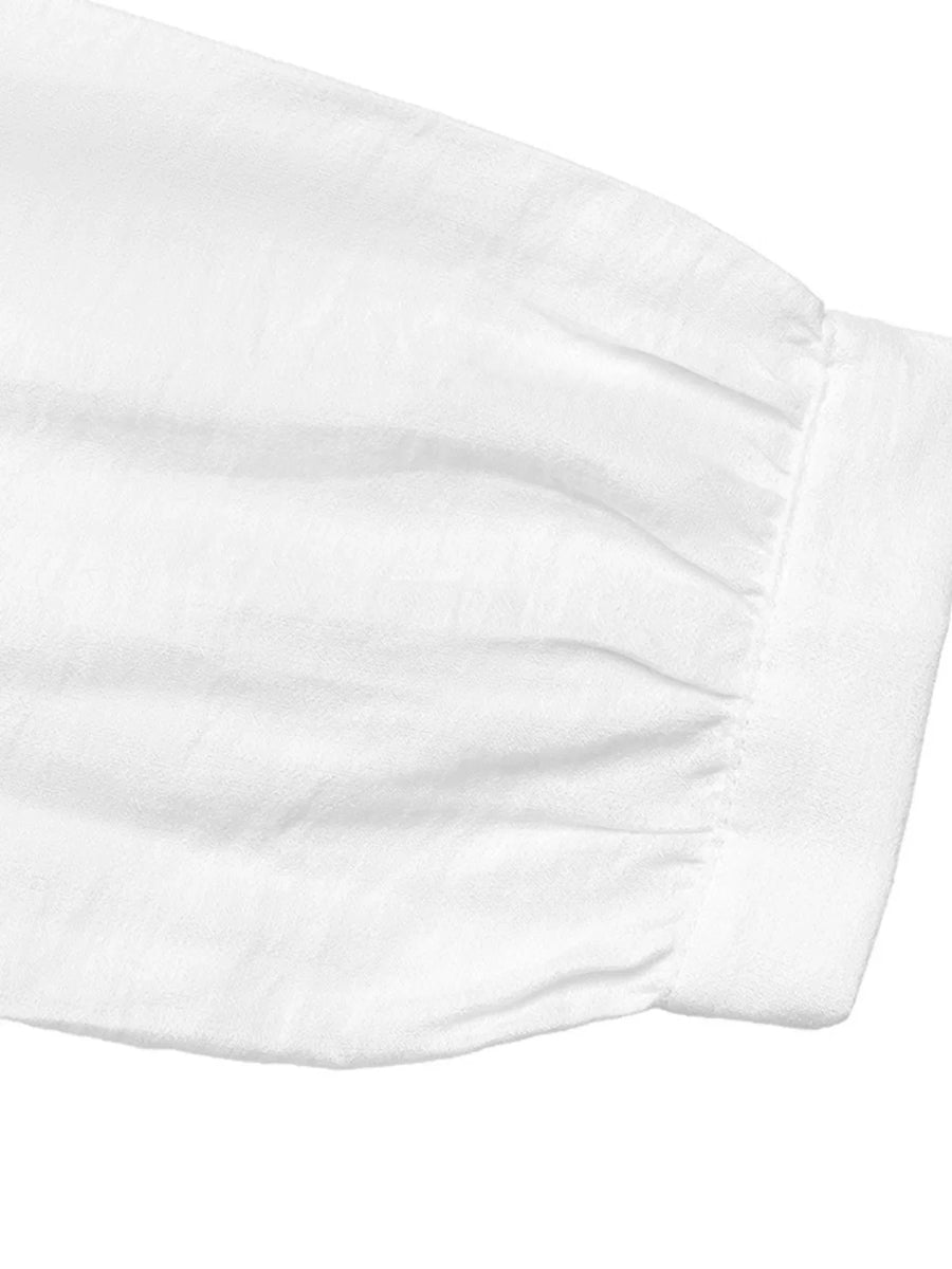 White blouse sleeve with shirring detail and cuff