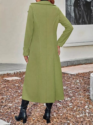 Double-breasted Longline Trench Coat Plus Size in Khaki with double-breasted