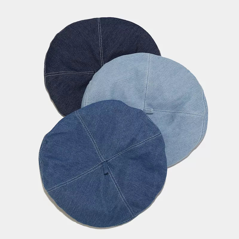 Denim Imported Size &amp hat in medium wash denim with slouchy silhouette