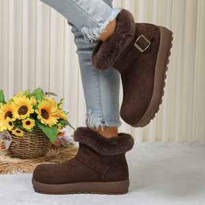 boots in Coffee Brown with round toe and ankle-length