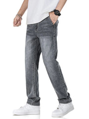Light Blue Men's Classic Straight Fit Washed Jeans