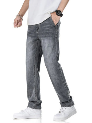 Light Blue Men's Classic Straight Fit Washed Jeans