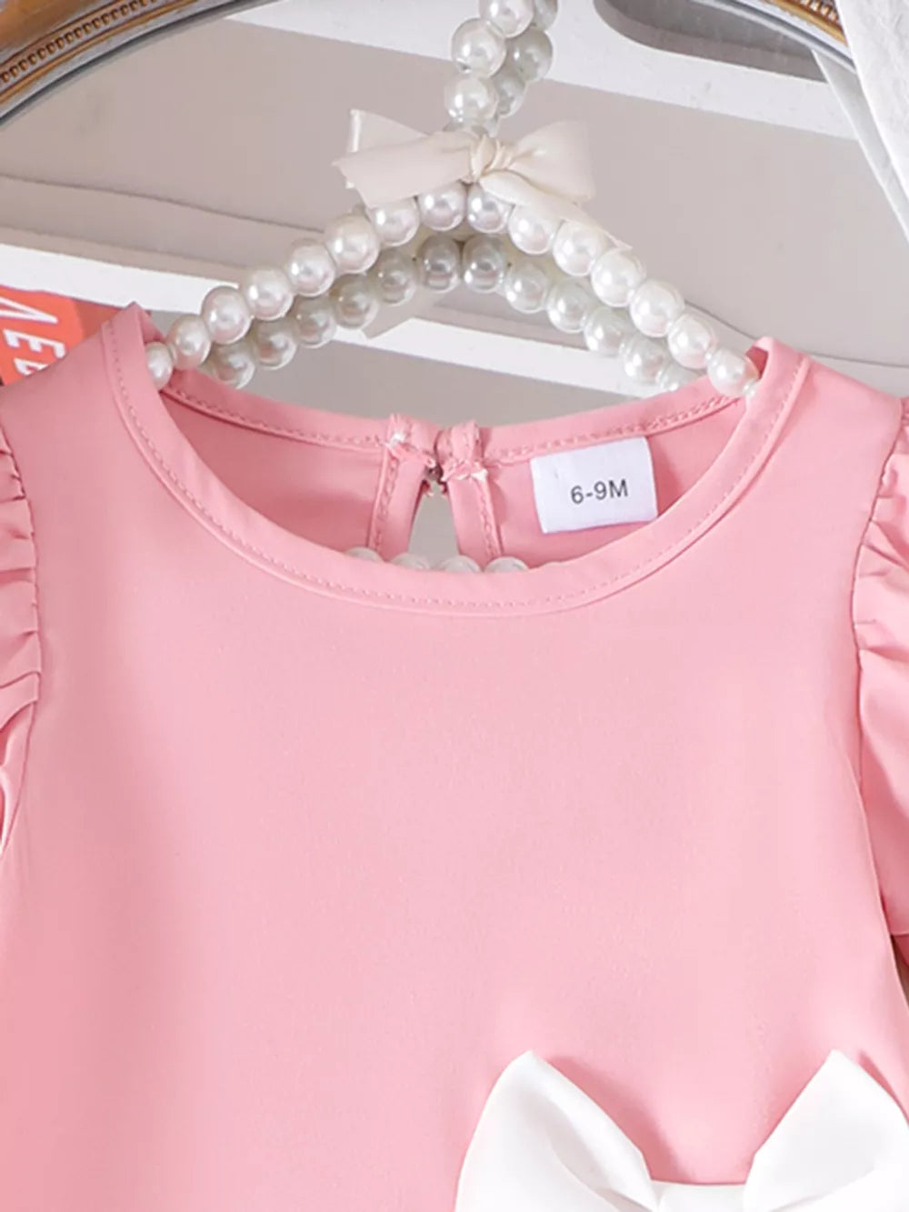 Children's Bow Puff Sleeve Dress in Pink