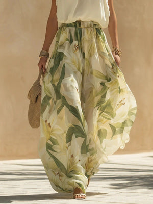 two-piece set in Sage with floral and ruffled