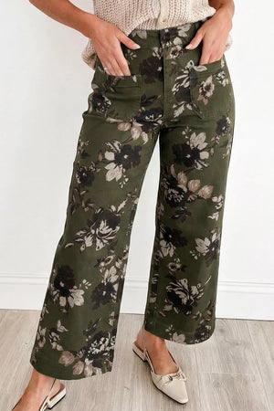 Vintage Floral Print High Waist Wide Leg Jeans option 8